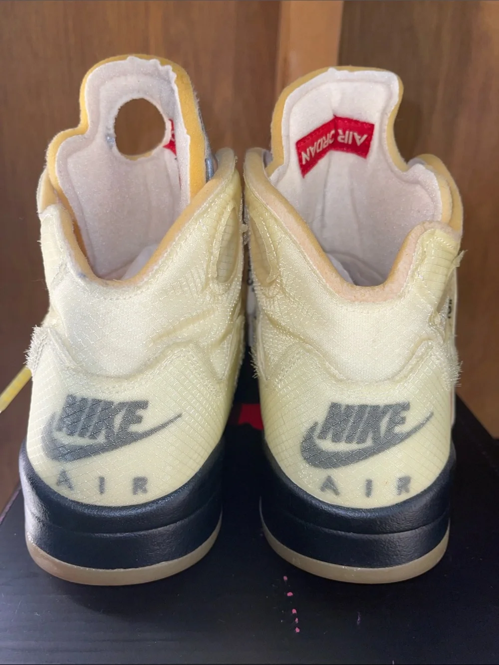 Jordan Retro 5 Sneakers in Sail, Yellow & Red